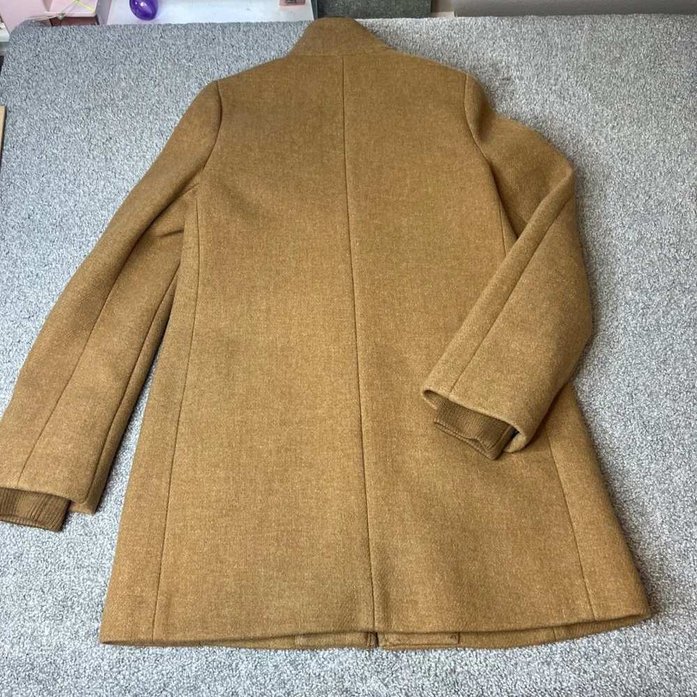 J.CREW‎ Italian Wool Coat womens large Camel Tan lodge coat full zip luxury